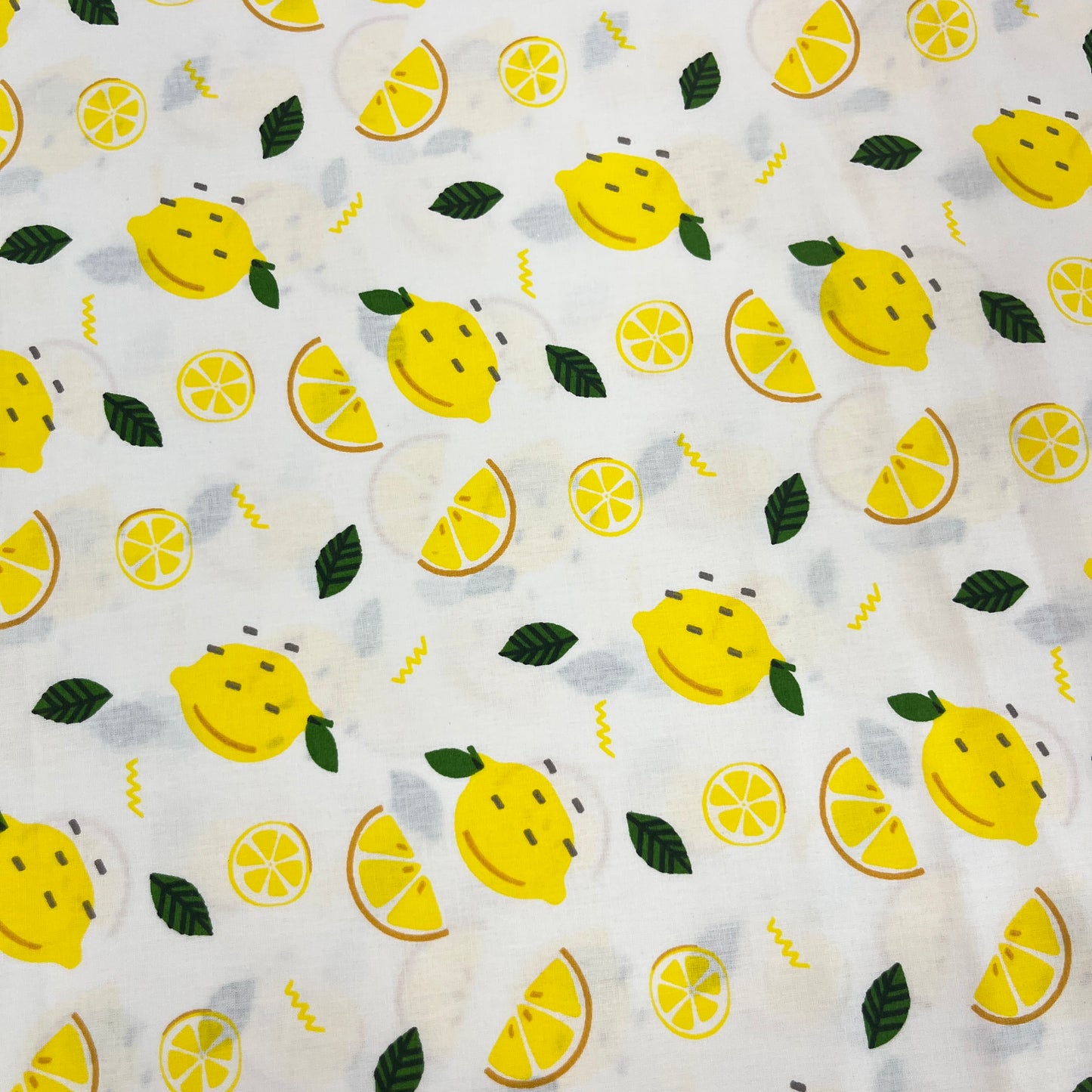 Tissu Popeline Coton 240cm — Citrons Ensoleillés Graphique Méditerranéen | Exclusivité MyTissus