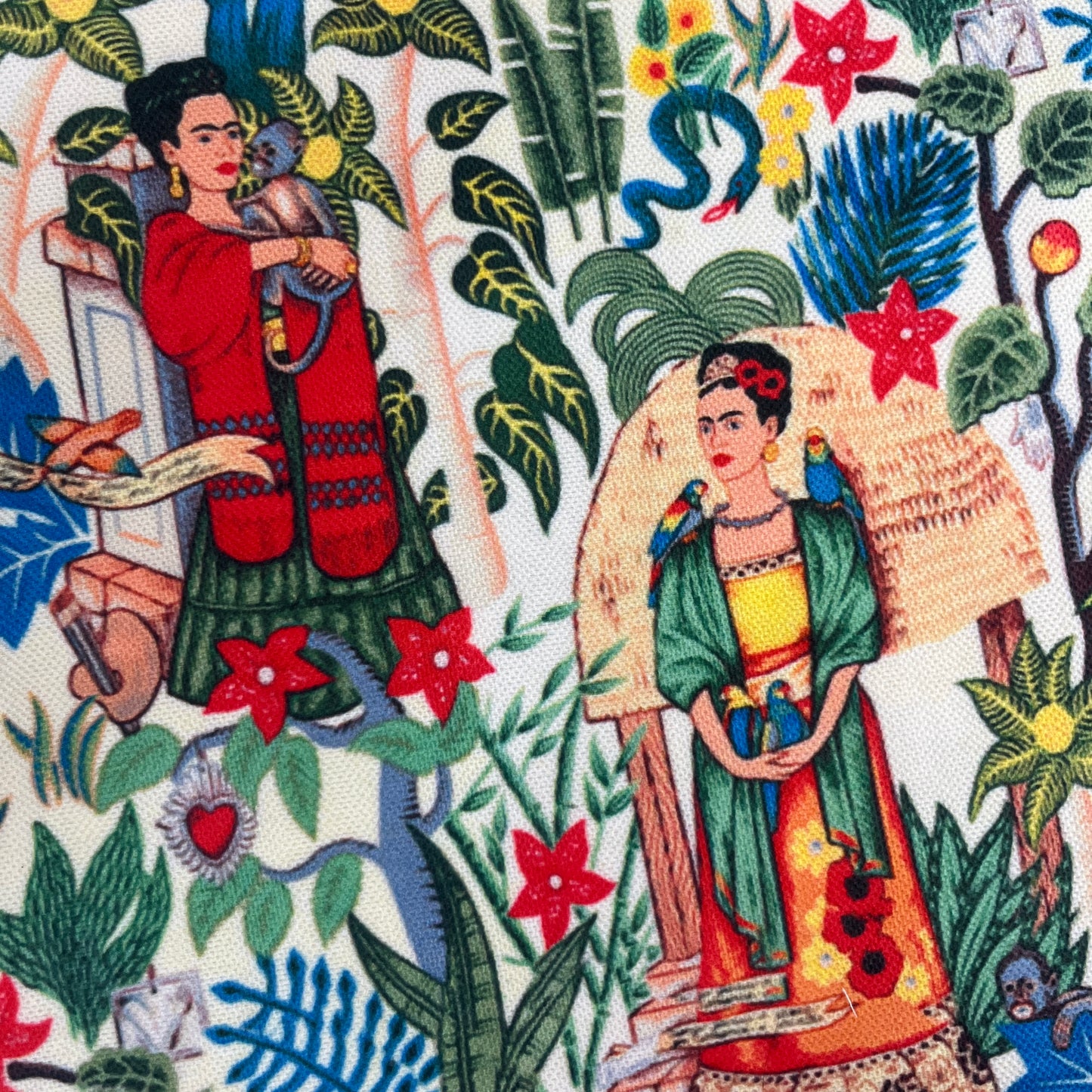 Tissu Impression Numérique - Frida Kahlo & Nature Colorée
