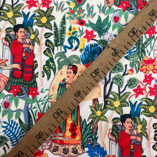 Tissu Impression Numérique - Frida Kahlo & Nature Colorée