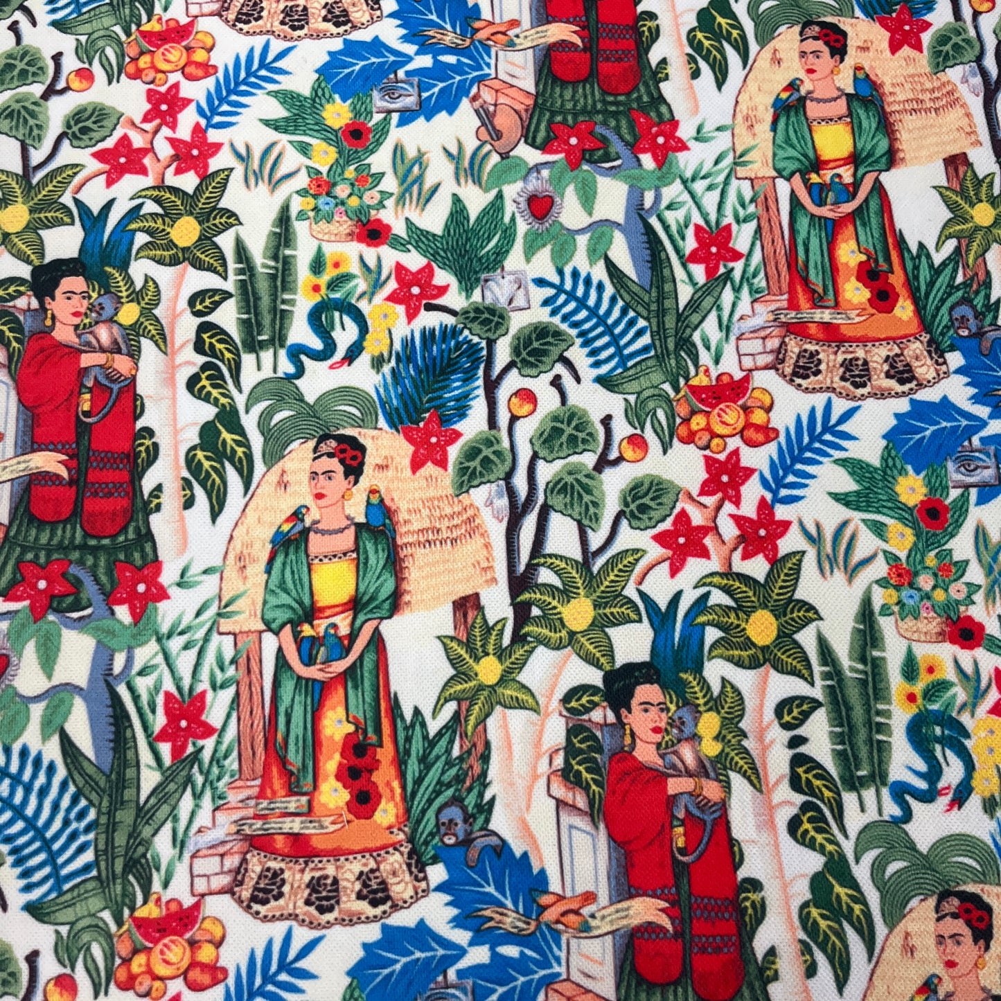 Tissu Impression Numérique - Frida Kahlo & Nature Colorée