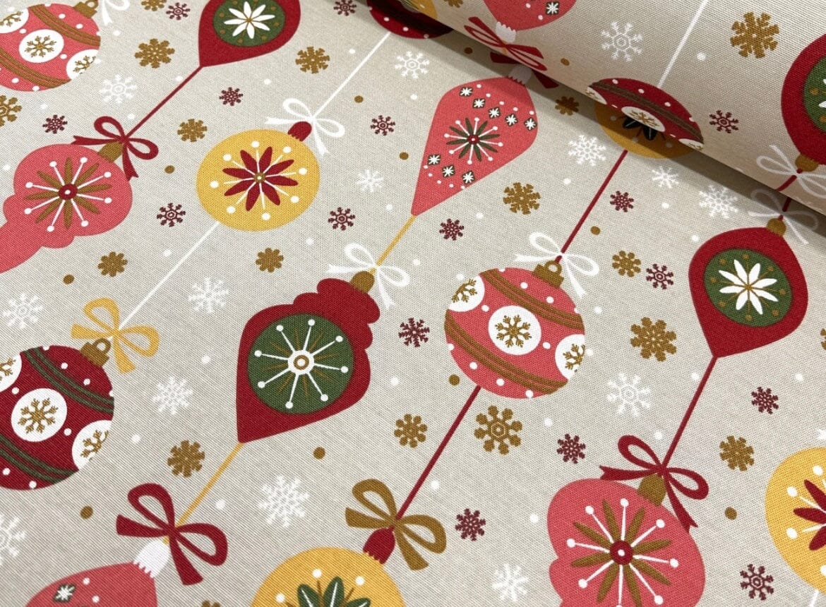 Toile Déperlante Premium - Boules de Noël Tissu Ameublement MYTISSUS 