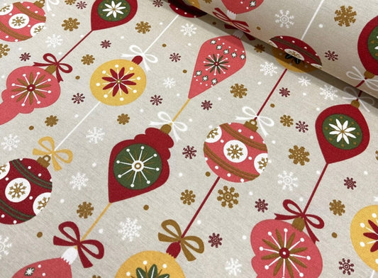 Toile Déperlante Premium - Boules de Noël Tissu Ameublement MYTISSUS 