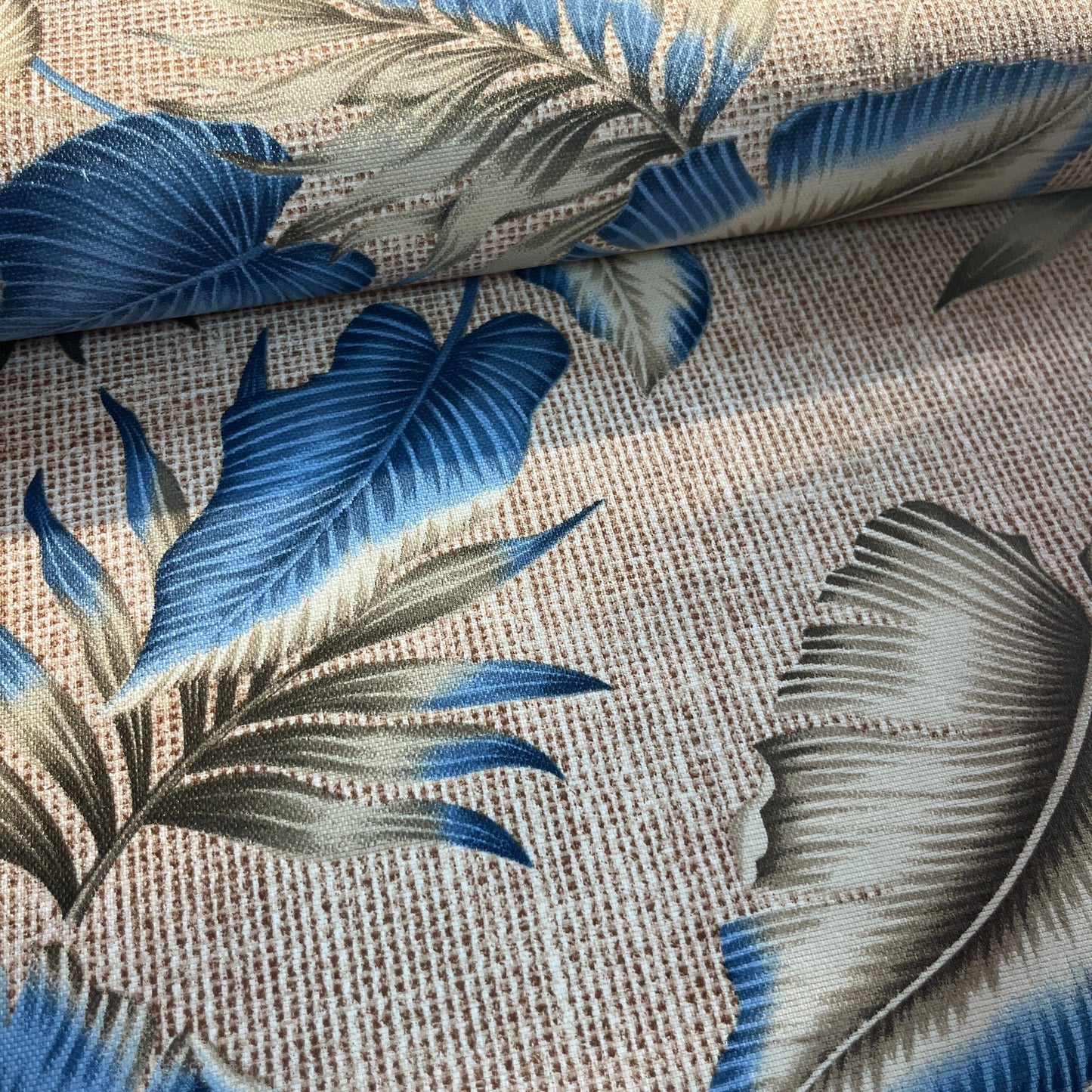 Toile Déperlante Premium - Feuillages Style Jute Tissu Ameublement MYTISSUS 