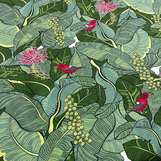 Toile Déperlante Premium - Oiseau sur Feuillages Tissu Ameublement MYTISSUS 