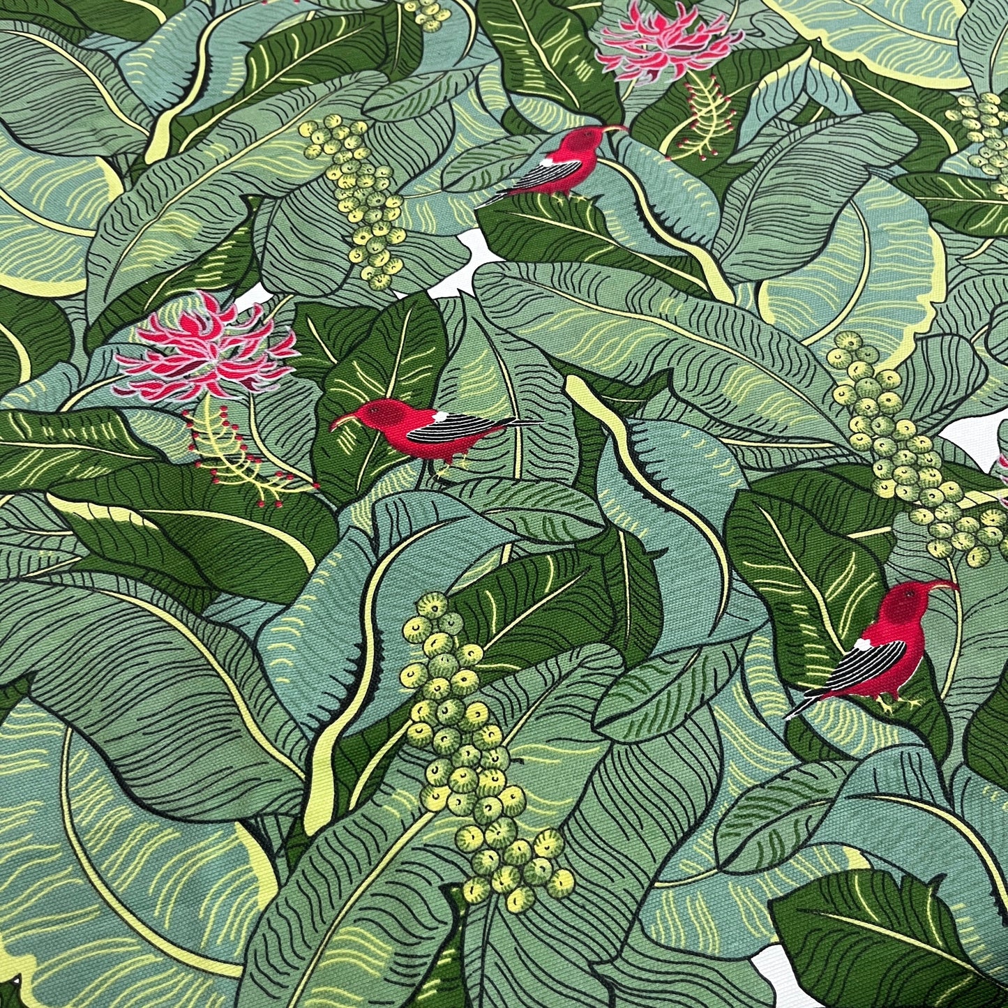 Toile Déperlante Premium - Oiseau sur Feuillages Tissu Ameublement MYTISSUS 