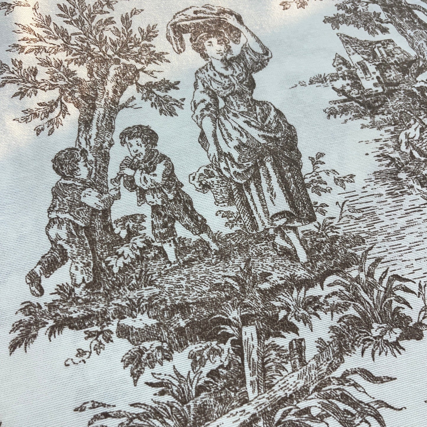 Toile Déperlante Premium - Style Jouy Gris MYTISSUS 